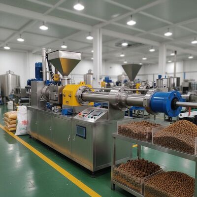 Automatische twee-schroef zinken visvoer extruder huisdier voedsel pellet maken machine kat hondenvoer extruder machine prijs